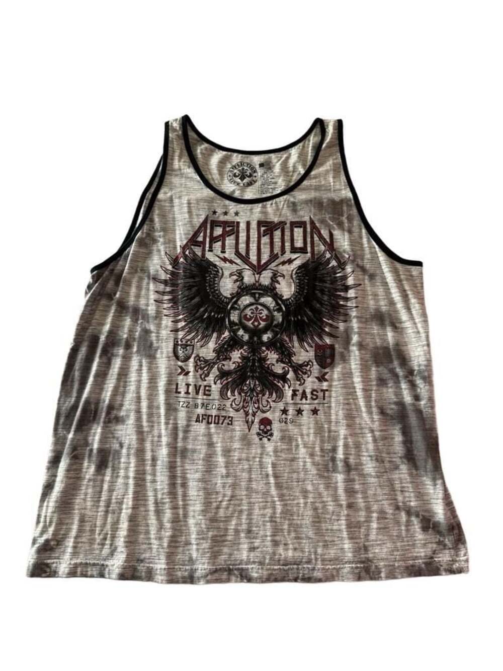 Affliction Live Fast Eagle Shield Tie-Dye Tank Top Grey 3X-Large